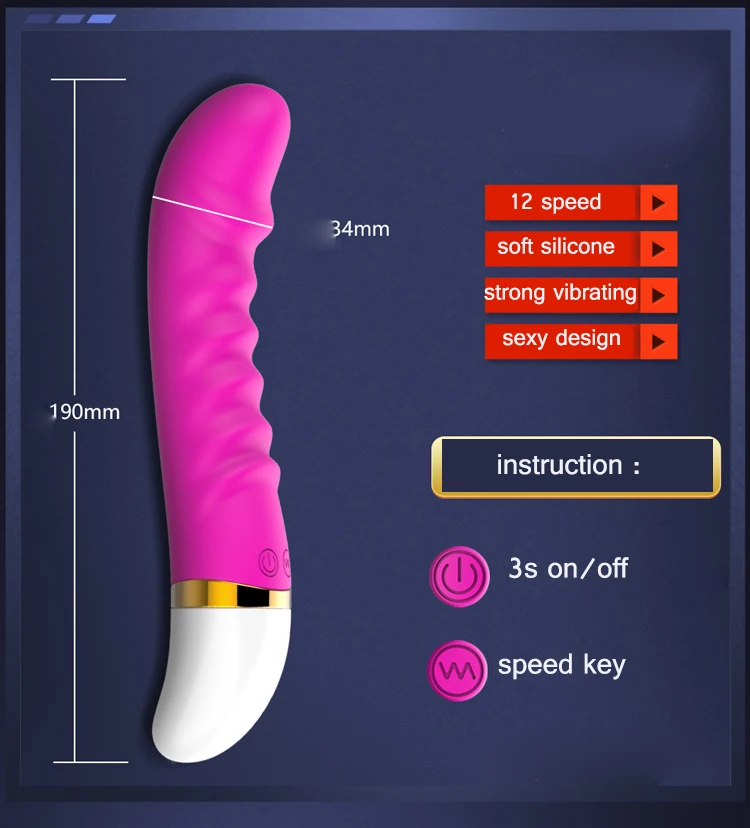 Soft Silicone Women Sex Toys Free Dildos And Vibrators 12 Speed Strong Vibrating Vaginal Concrete Vibrator