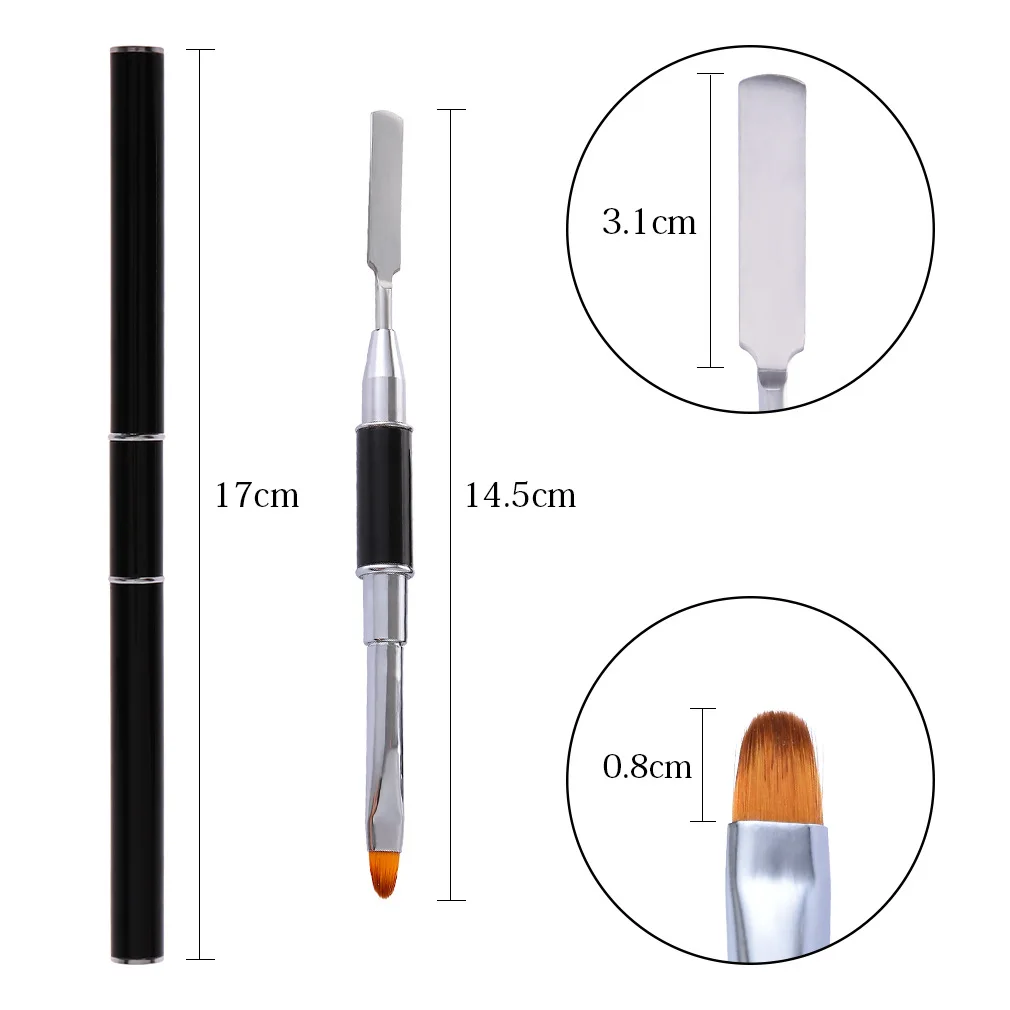Filbert Extra Fine Synthetic with stainless steel Handle double-end dual purpose nail gel brush