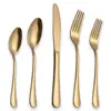 Flatware Set Stainless Steel With Titanium Gold Plated Silverware, Cutlery Set Golden Serving Cake Server Fish Knife Fish Fork