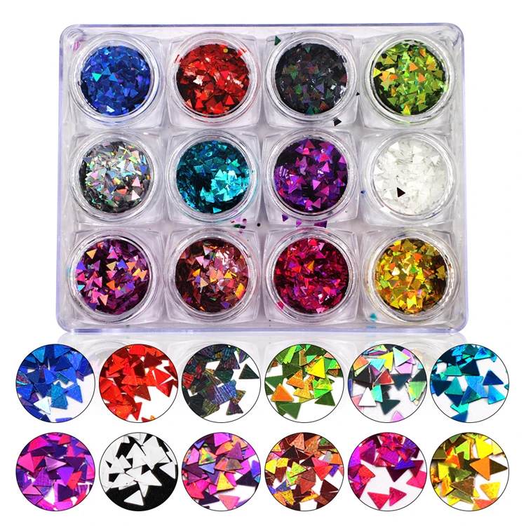 New design 12 Colors Laser Nail Art Sequin Autumn Spangles for Nail Decoration