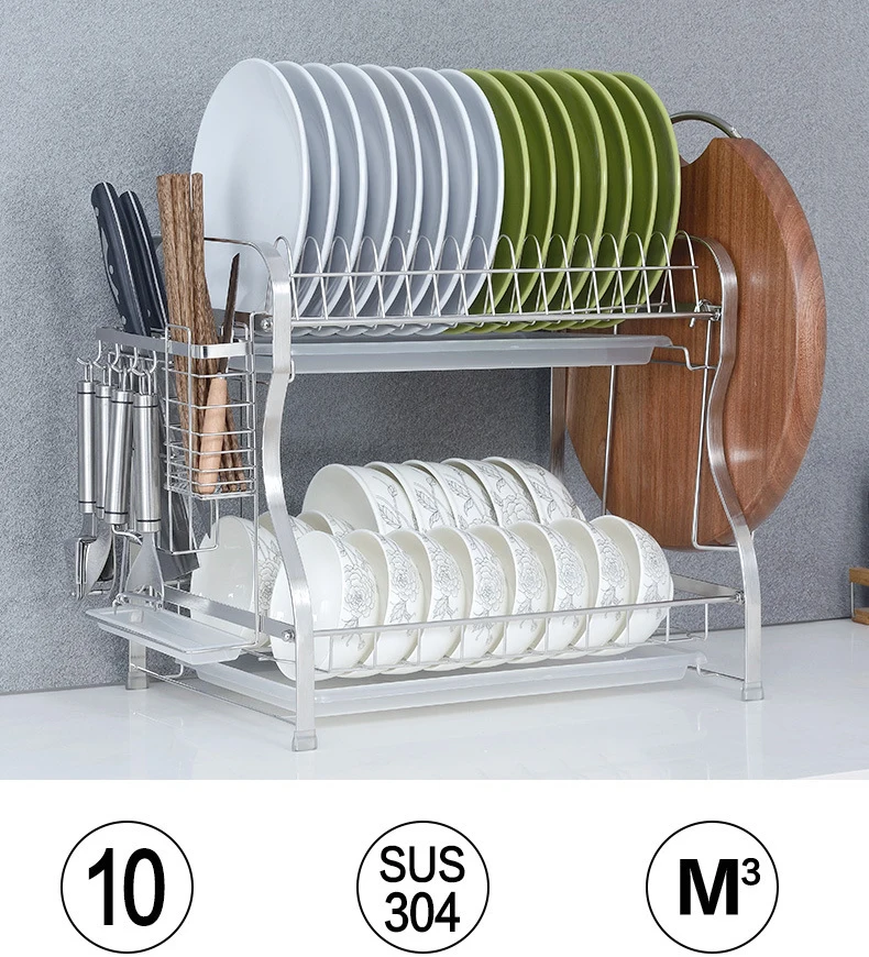 New Arrival 304 Stainless Steel Kitchen Dish Dryer Rack Counter Top Simple 2 Tiers Tableware Storage Display Rack Organizer Buy Dish Dryer Rack Dish Rack Dish Drying Rack Product On Alibaba Com