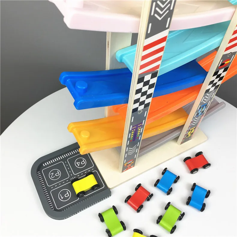 Hot Toddler Toys Wooden Ramp Racer For Girls Boys Wood Race Track With