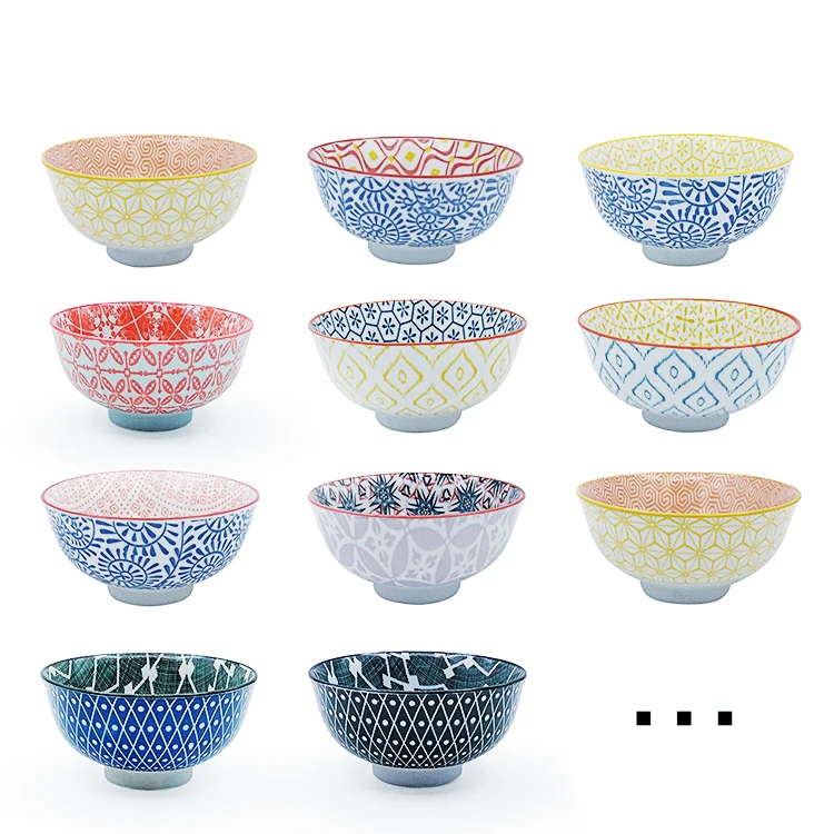 4.75 Fancy Japanese Color Round Pad Printing Soup Noodle Salad Rice