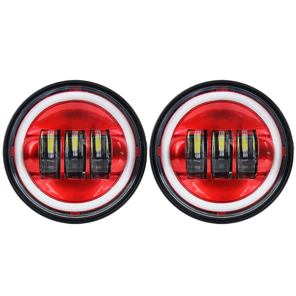 4-1/2 4.5 Inch 30w LED Spot Fog Passing Light Red Halo for Motorcycle Bike