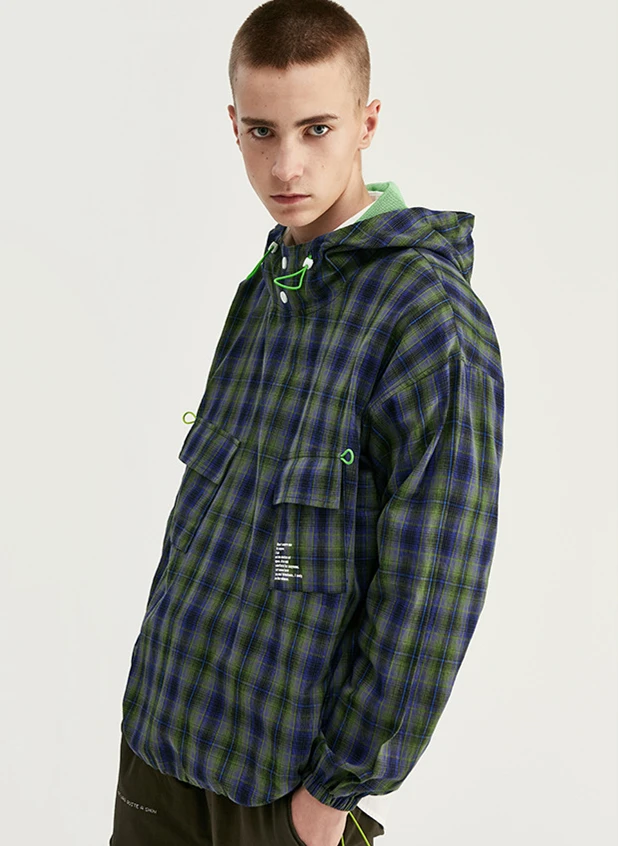 checkered fleece hoodie