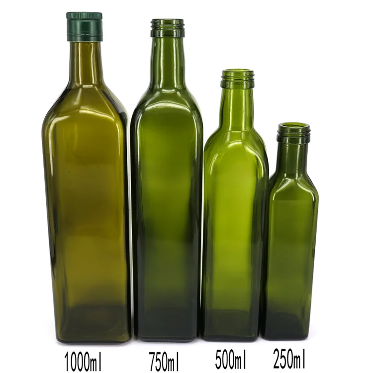 Square Glass Bottle For Olive Oil With Plastic Lid 250ml 500ml 750ml 1l ...