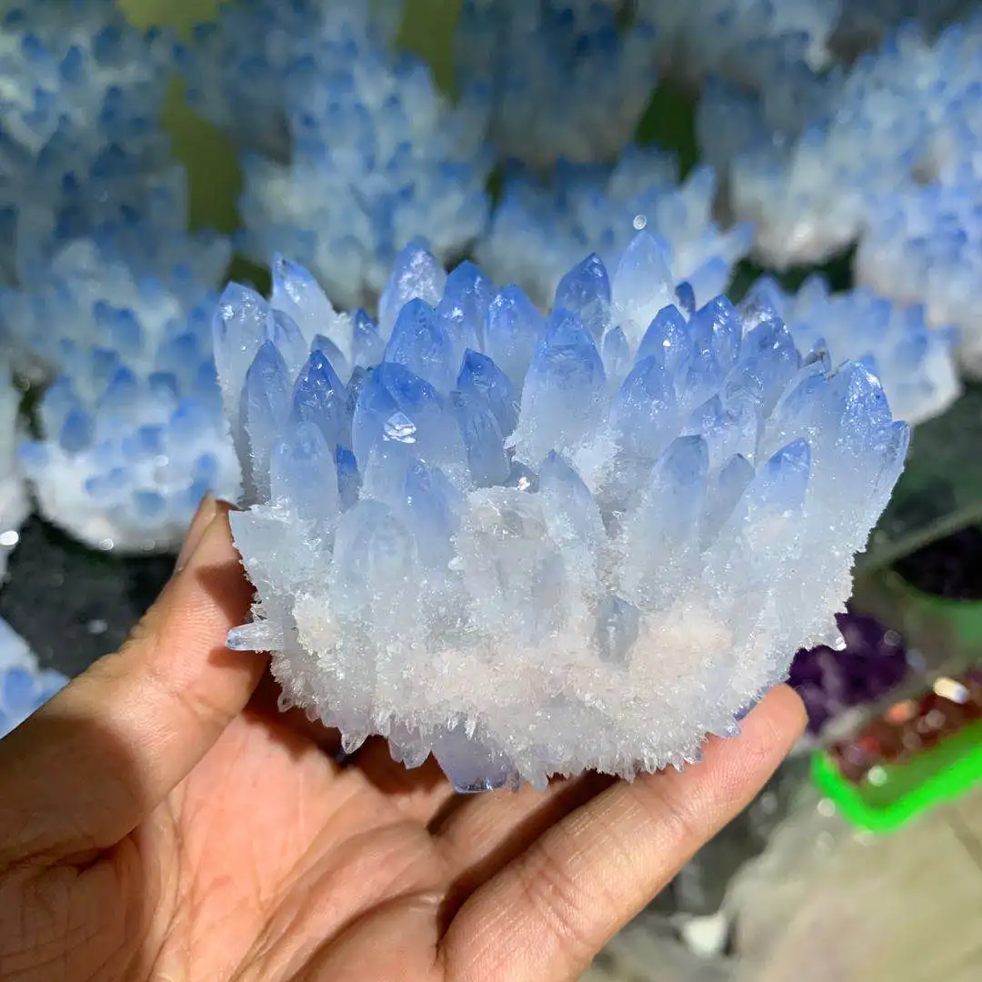 Wholesale natural sky blue cluster specimen fengshui healing folk crafts stone for home decoration