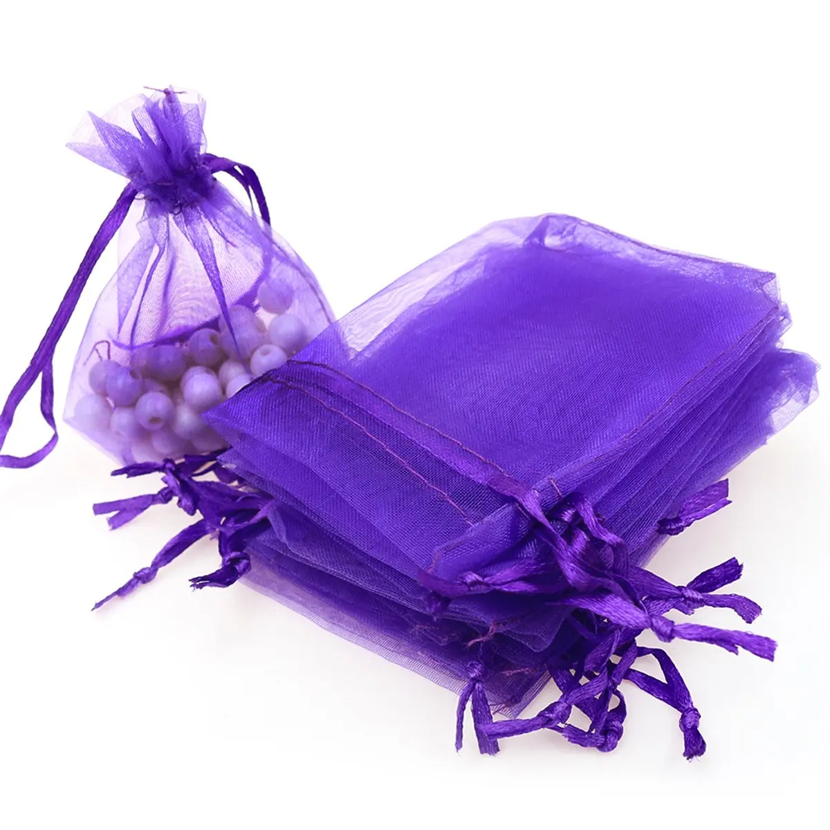 3.6 X 4.8 Inch Purple Organza Gift Bag Drawstring Pouches Jewelry Party