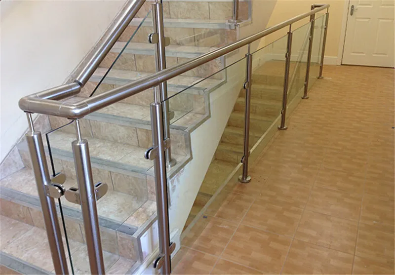 Customized Metal Indoor Railing Tempered Glass Stair Railing For Home Use