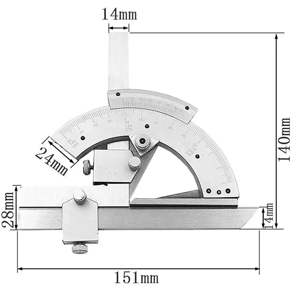 Universal 0-180° Precision Angle Measuring Finder Bevel Protractor Ruler Tool 