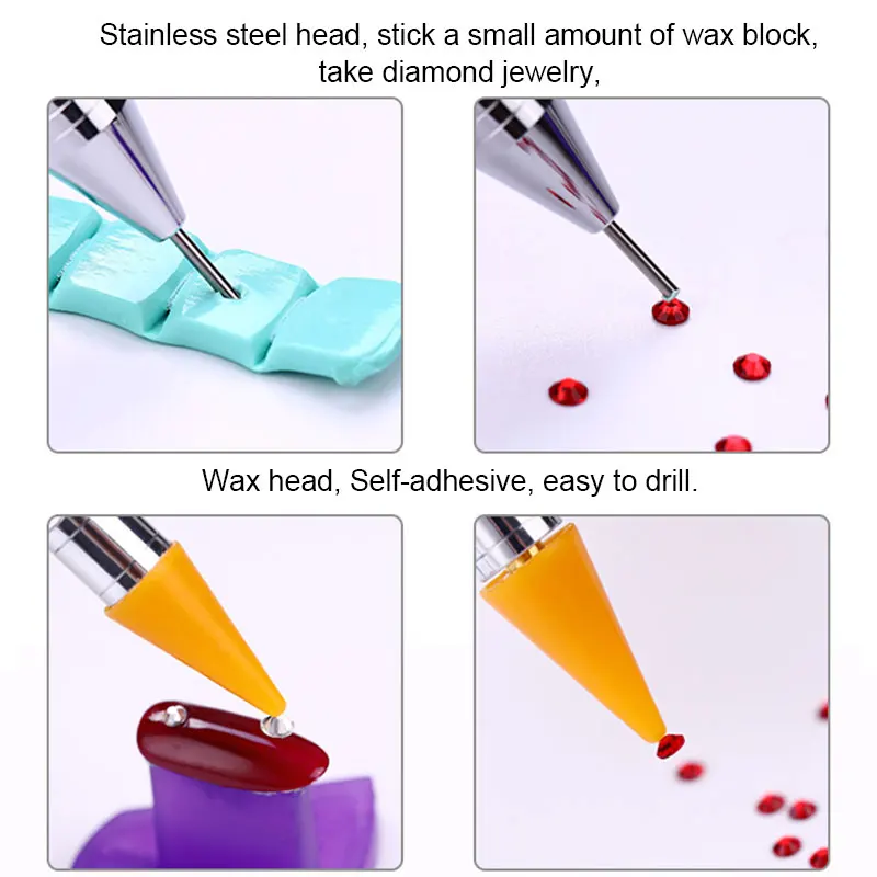 Factory Nail Rhinestones Pick up Pencil Dual Ended Wax Dotting Pencil 2 Head Wax Picker Pencil for Manicure