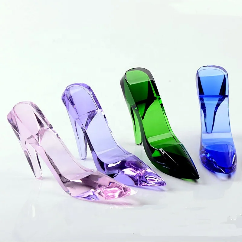 glass high heels shoes