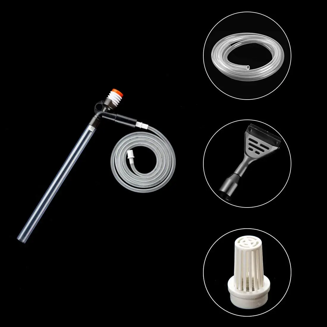 Aquarium Gravel Cleaner Fish Tank Kit Long Nozzle Water Changer for Water Changing and Filter Gravel Sand Cleaning with Air-Pressing Button and Adjustable Water Flow Controller 