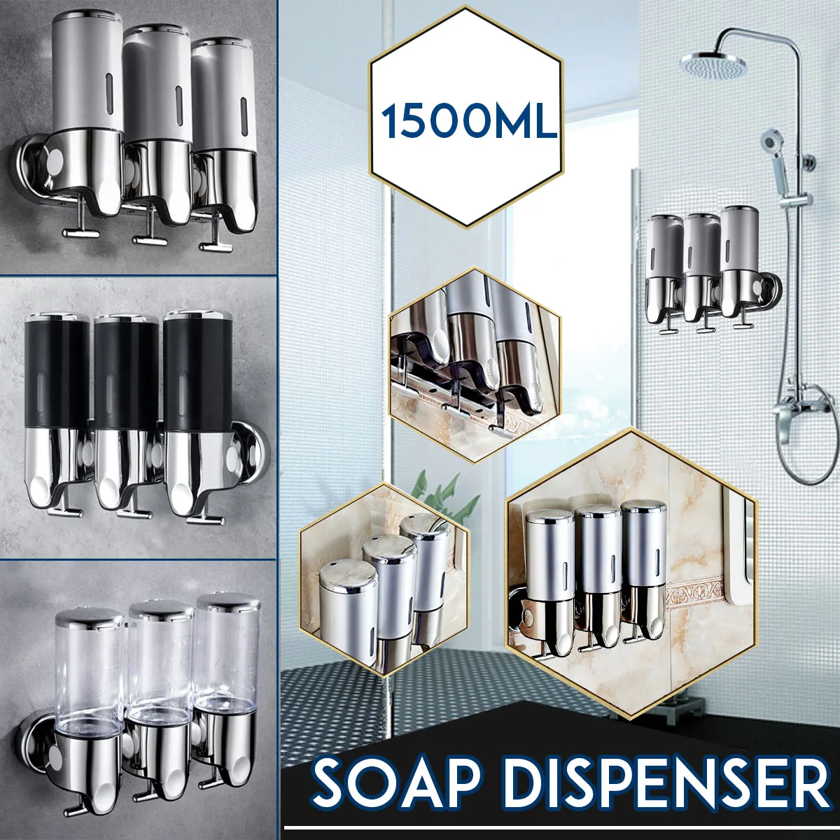 Dispensador De Jabón Líquido Con Montaje En Pared Triple Manual Para