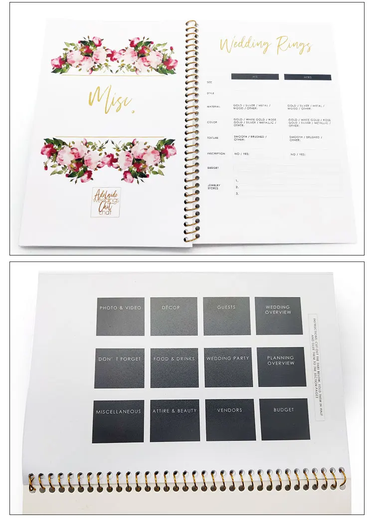 A4 Wholesale Spiral Organizer Custom Wedding Planner Book Buy Wedding