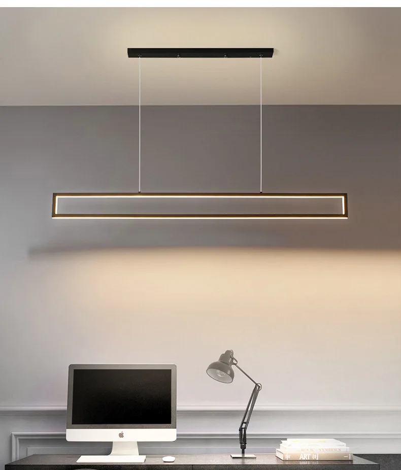 Black long chandeliers pendant lights acrylic LED modern pendant lamp rectangular chandelier