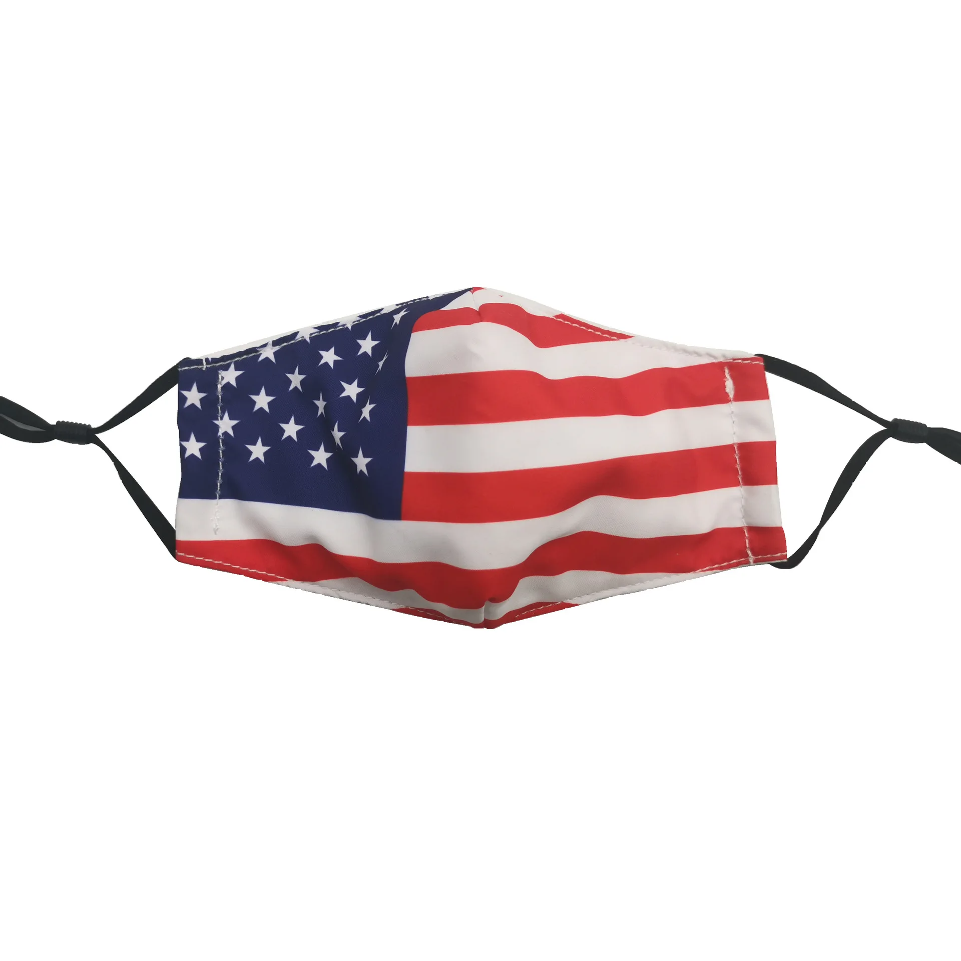 K035定制可重复使用的美国国旗面罩可水洗织物面罩带过滤袋的国旗面罩 