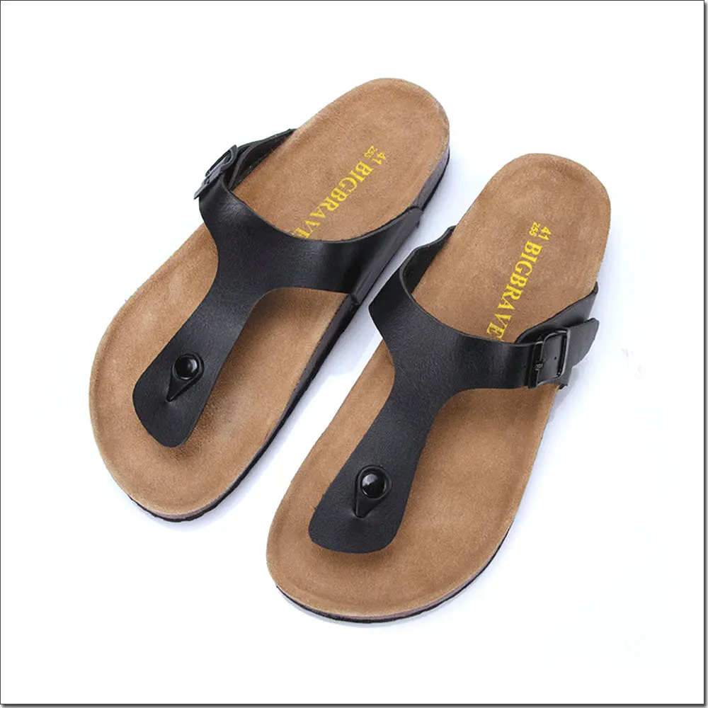 经典设计海滩户外 pu 男士软木鞋底拖鞋