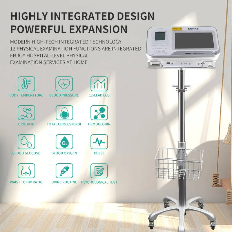 product electrocardiograph machine with trolley hospital computer trolley  medical ecg machine monitor trolley cart with casters-67