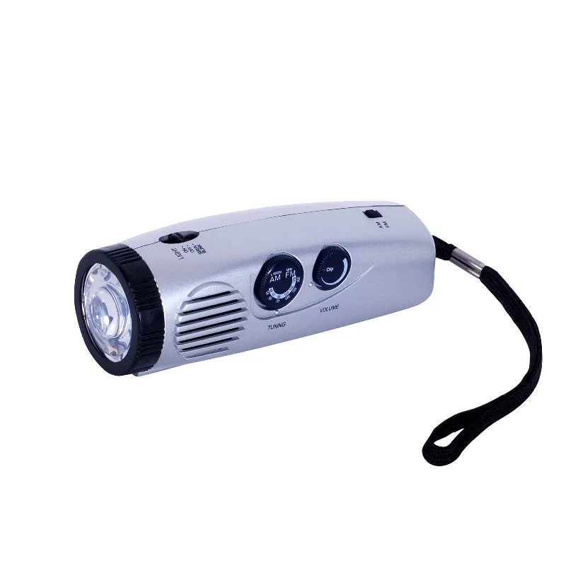 Portable Battery Powered Mini Radio Led Light Handheld Radio Light With Emergency Burglar Alarm