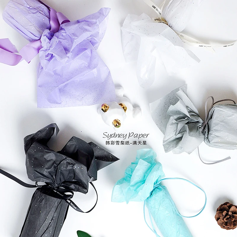 22gsm Surface Glitter Coated Mg Tissue Wrapping Paper For Shoes Clothes