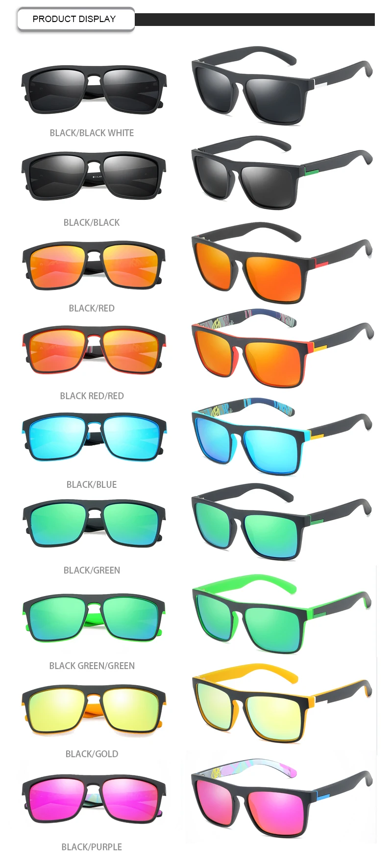 Sports Sun Glass Graffiti Colorful Custom Logo Square Men Polarized Sunglasses