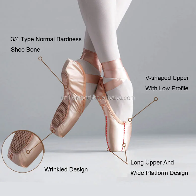 Soudittur Girls Womens Ballet Pointe Shoes Pink Saitin Dance Shoes with Pre-Sewn Ribbons Toe Pads Protector Please Choose ONE Size Larger 