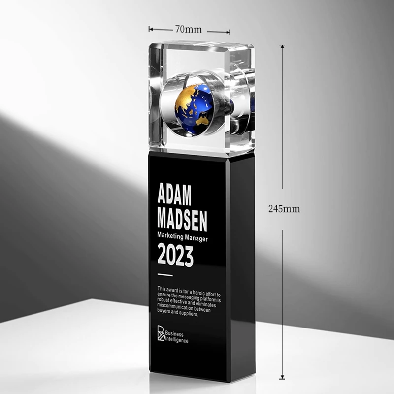 product custom made k9 crystal globe trophy creative award and company gift model  wdy 0416-5