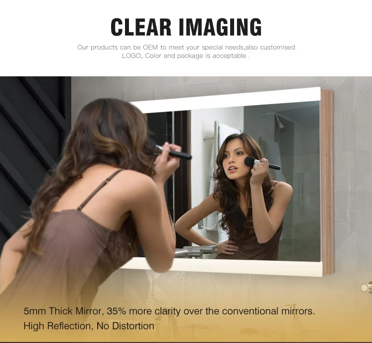 Hotel Lighted Bluetooth Makeup Shower Mirror Lamp Led Glass Smart Bathroom Mirror