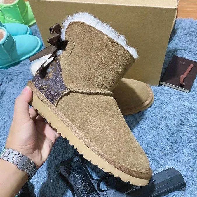 
Fashion Factory Wholesale Classic Snow Women Boots Bow Winter Snow Warm Boots Shoes Lace Up wool Snow Uggh Boots For Women 