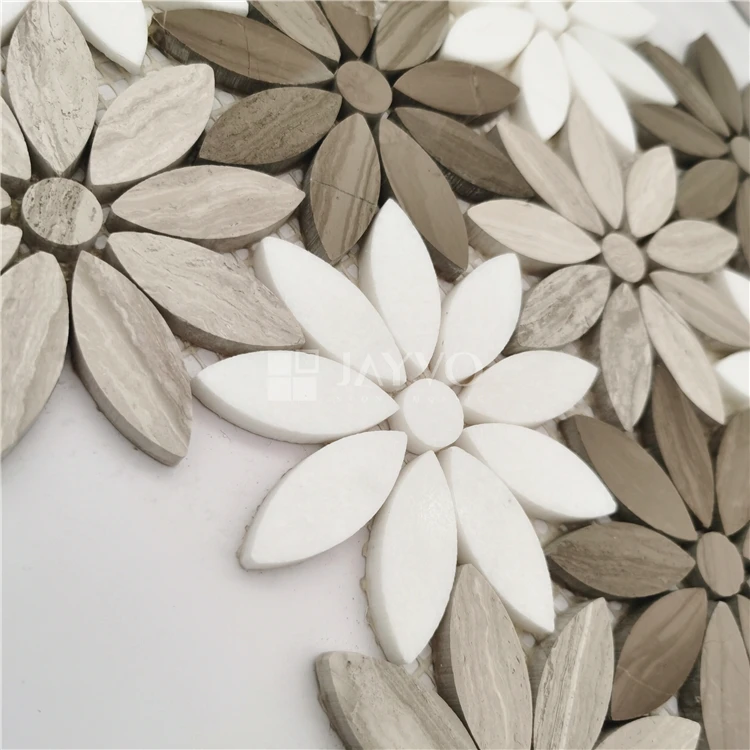 Flower Design Marble Mosaic pattern Tiles Water Jet Flower Mosaic for Home Wall Tile Backsplash