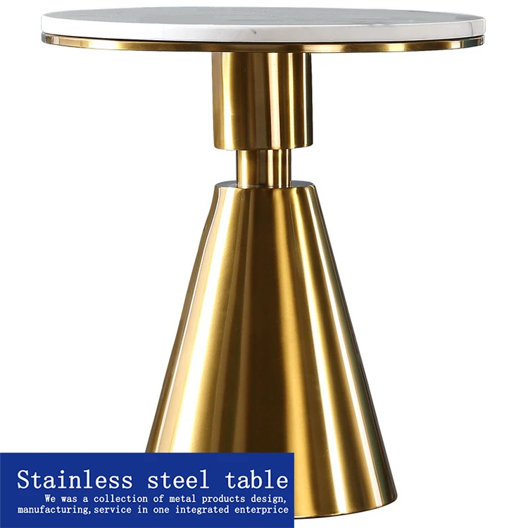 customized Modern design gold with marble table top metal tea table frame round coffee stainless steel table