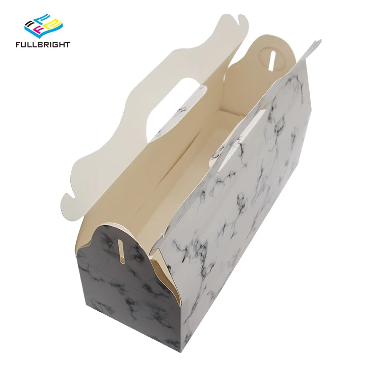 White Recyclable Card Paper Folding Cake Bakery Boxes With Handle Factory Wholesale Gold Foil