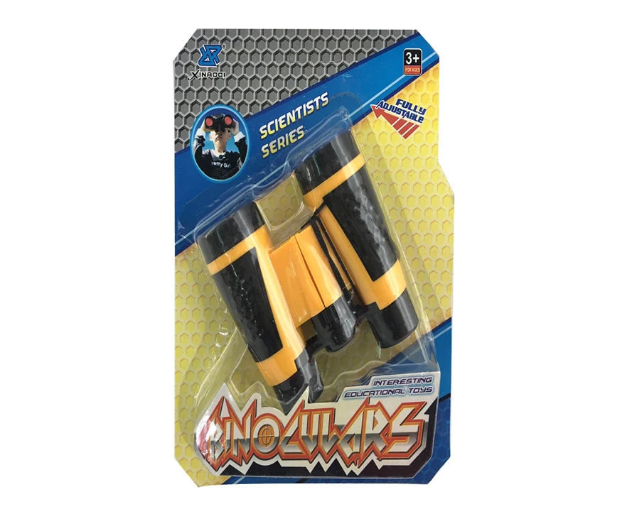 Wholesale hot selling scientific yellow plastic mini telescope model toy binoculars for kid