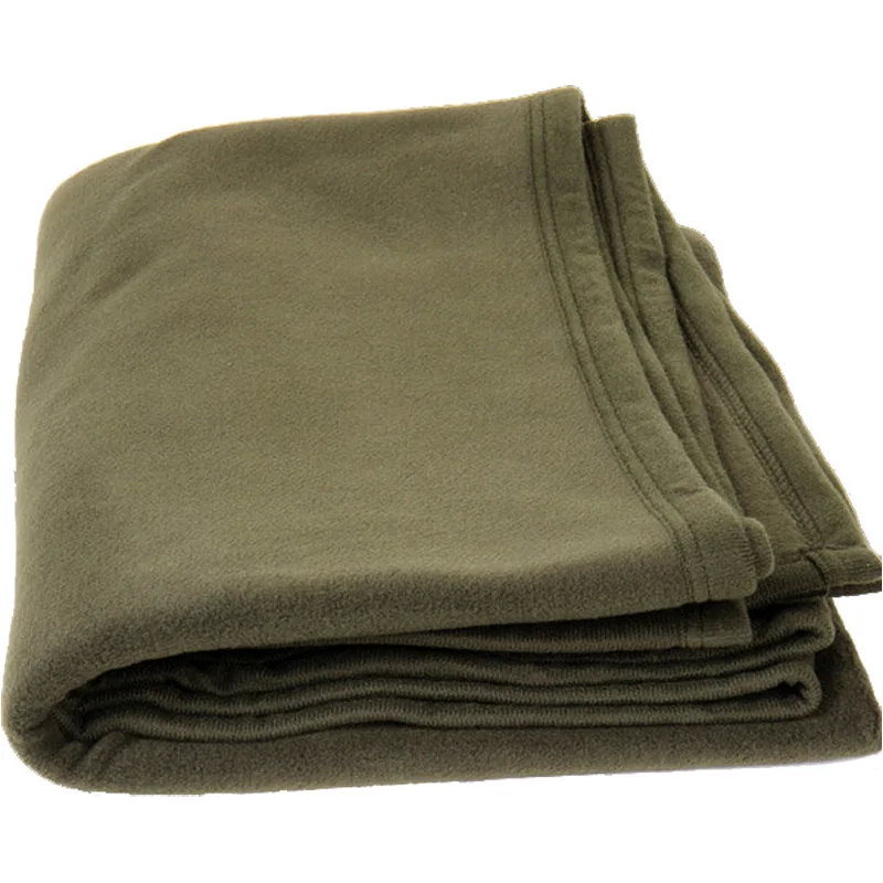 Stamped Olive Green Heavy Weight Polyester Custom Military Blanket
