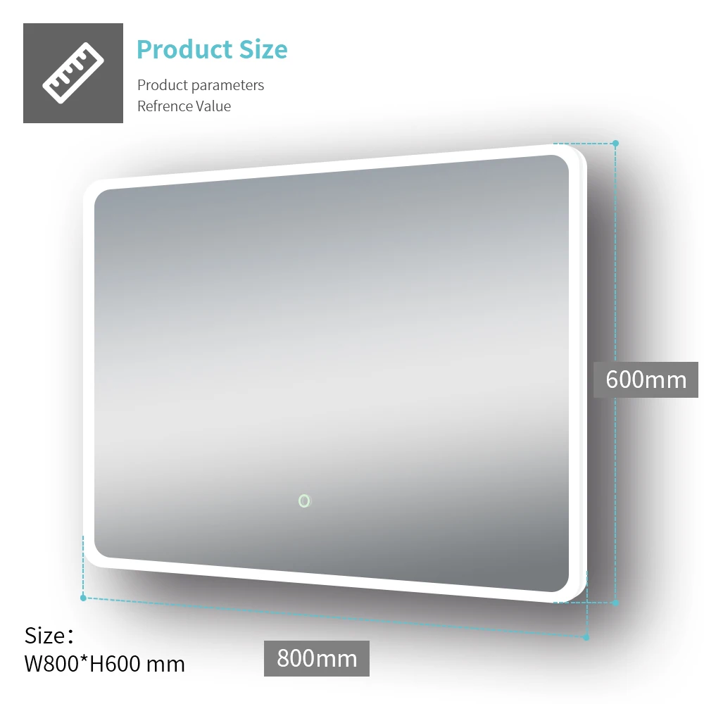 Custom size best selling rectangle with round corner LED bathroom infinity mirror with touch screen