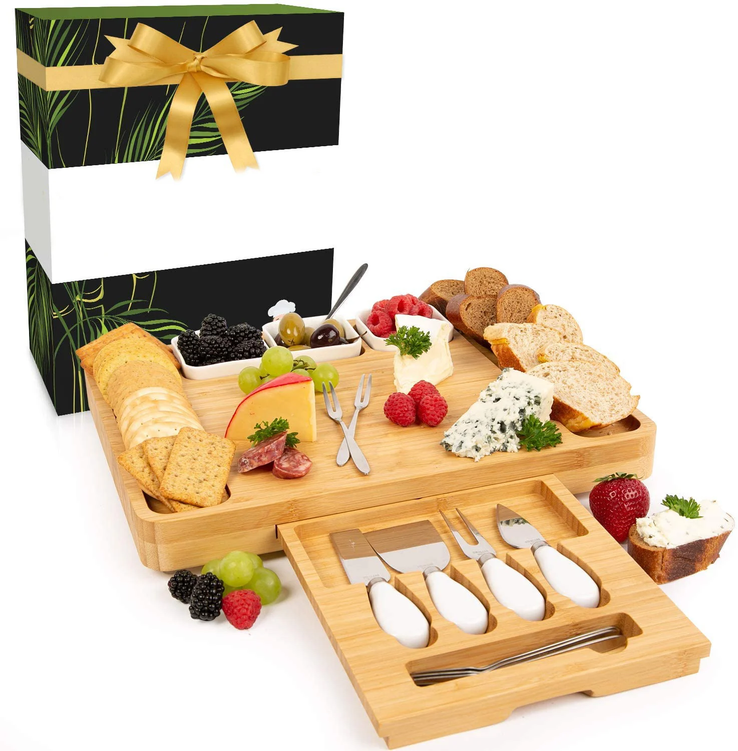 Resin Bamboo Serving Platter & Cheese Knife Oz Foodie Koala main image 0