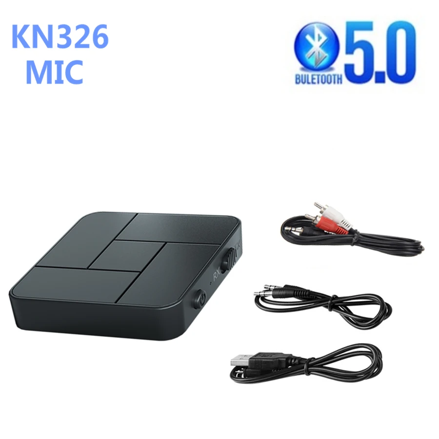 KN326 BT 5.0 Receiver Transmitter 3.5mm AUX Jack RCA USB Dongle Wireless Audio Adapters Handsfree Call Microphone For Car TV - ANKUX.COM