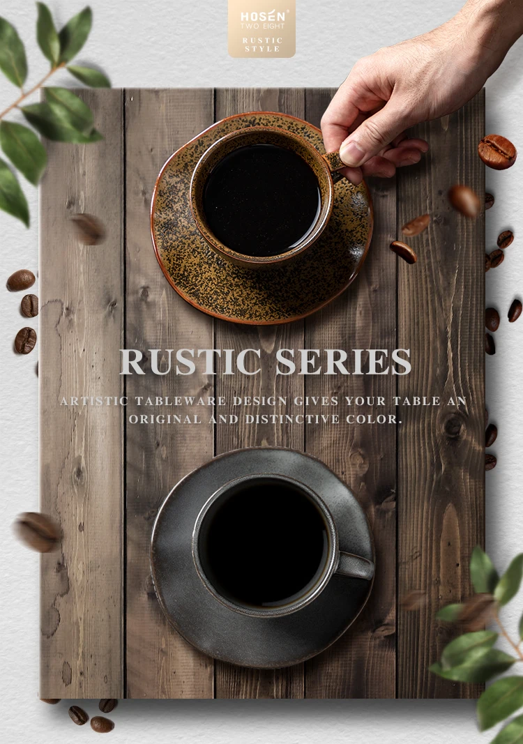 product-2020 New Porcelain Cup Tea Sets, 225ml 125ml Restaurant Rustic Fancy Ceramic Cappuccino Cof