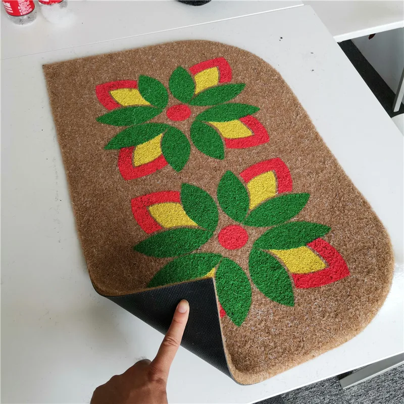 half moon rubber backed coco coir fiber floor mat