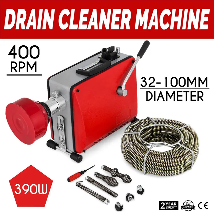 GQ-100 Electric Spiral Drain Pipe Cleaning Unit Sewage Pipe Cleaner 20-150mm TOP 