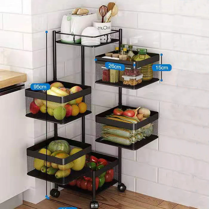 Kitchen Rotating Basket Storage Rack Fruit Vegetable Shelf 360 Degree ...