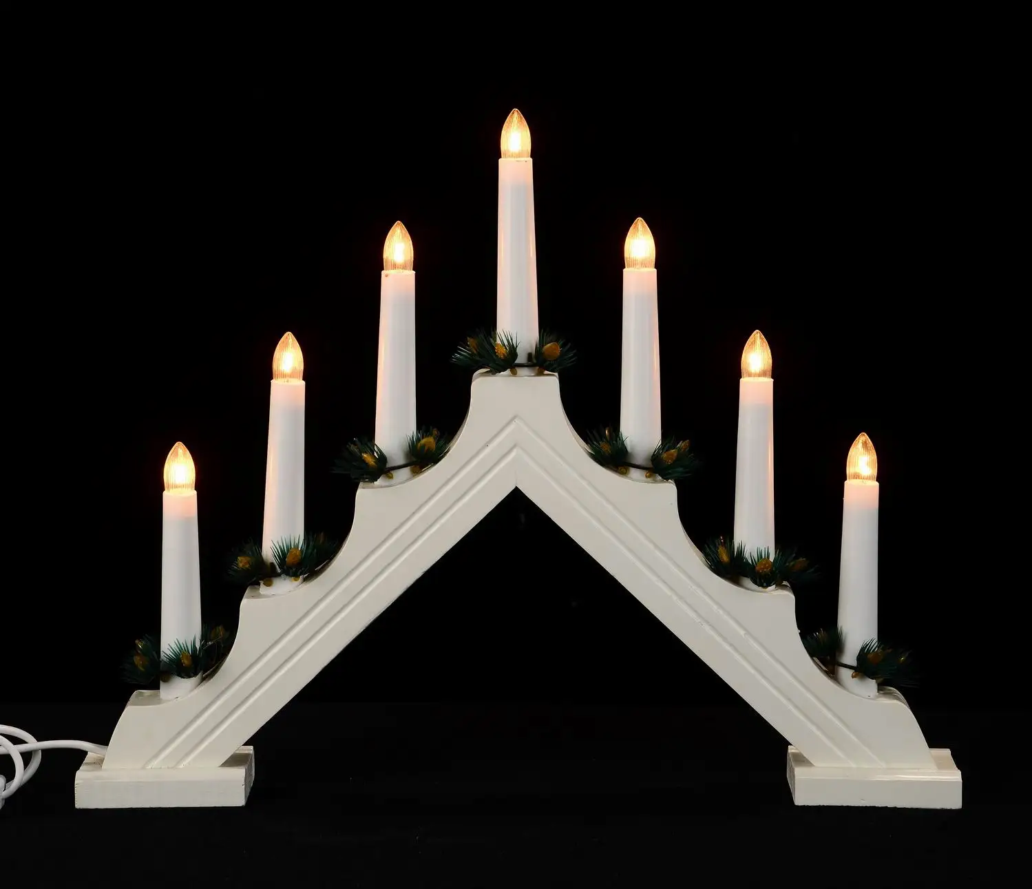 7 Candles Bulb Traditional Wooden Decoration Xmas Christmas Ornament