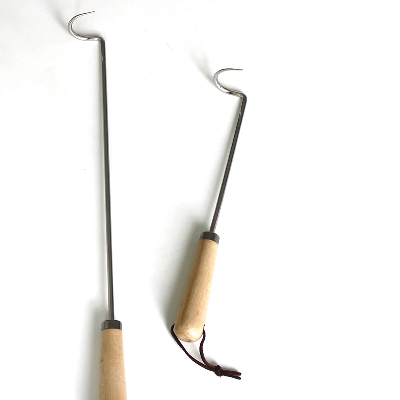 Stainless Steel Pigtail Food Flipper With Wooden Handles Combo Pack,12 & 19 Inch Flippers Bbq