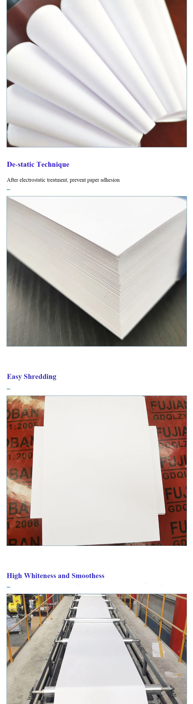 Factory Direct Sale White A4 Size Copy Paper 80 gsm 70 gsm For Copiper Laser Printing