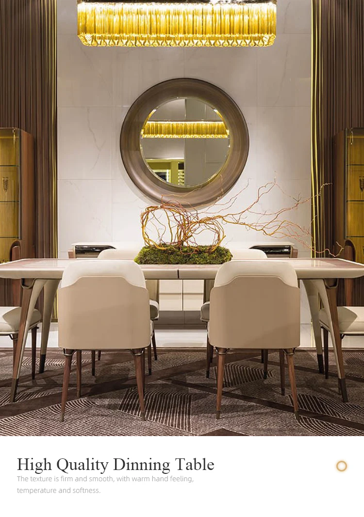 High End Travertine Marble Top Wooden Leg Dining Table Luxury Italian Furniture Solid Wood