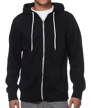 plain black hoodie with white strings