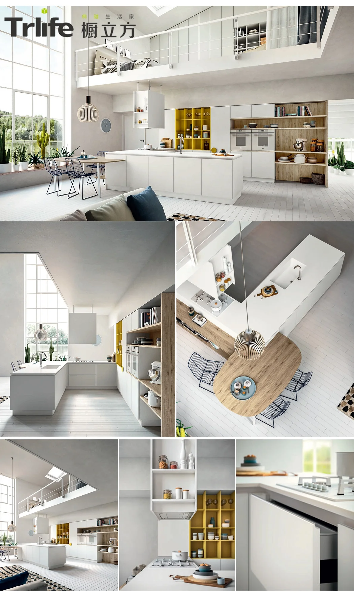 Factory custom white high gloss modern open paint kitchen cabinet
