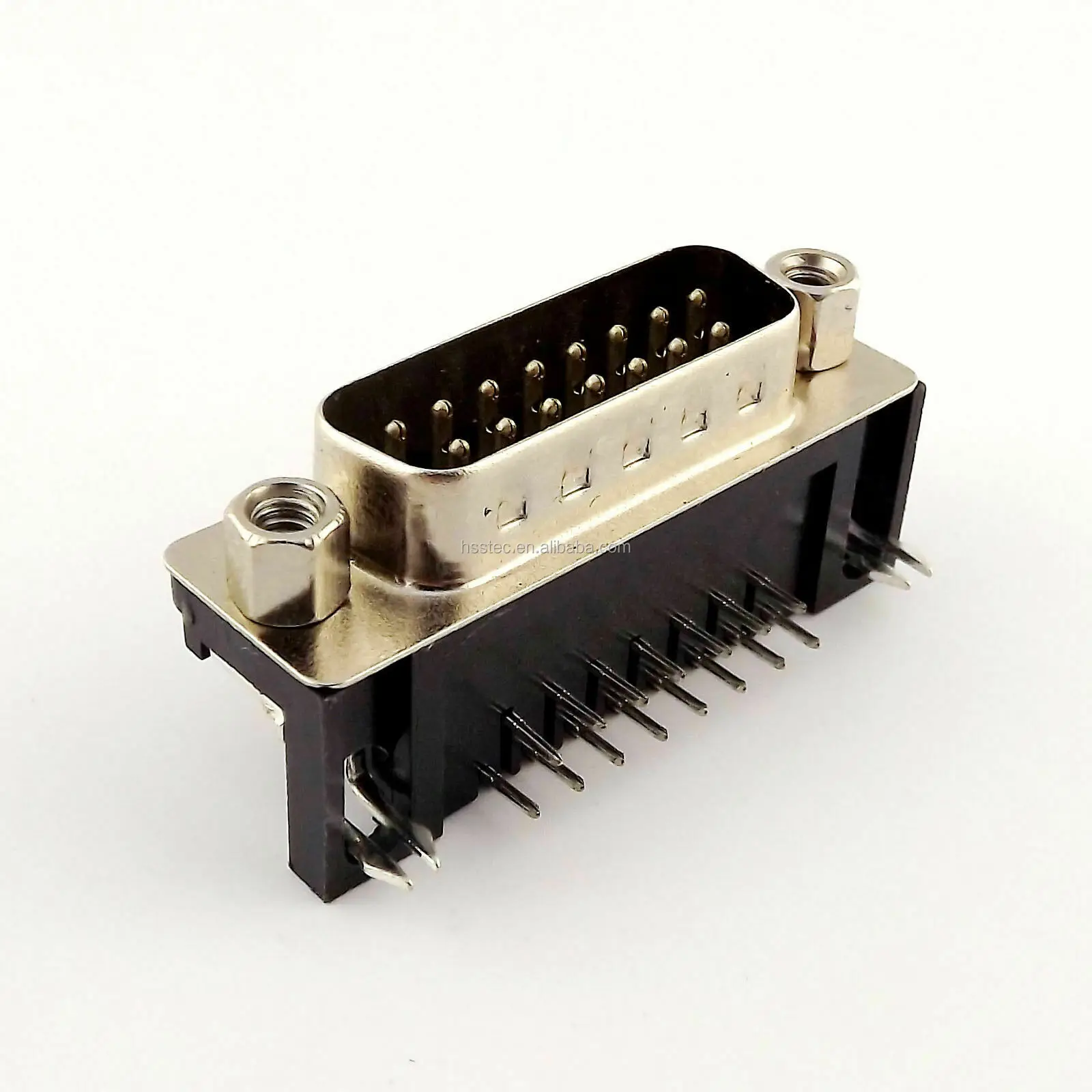 d-sub 15 pin male right angle vga pcb connector 2 rows db15f