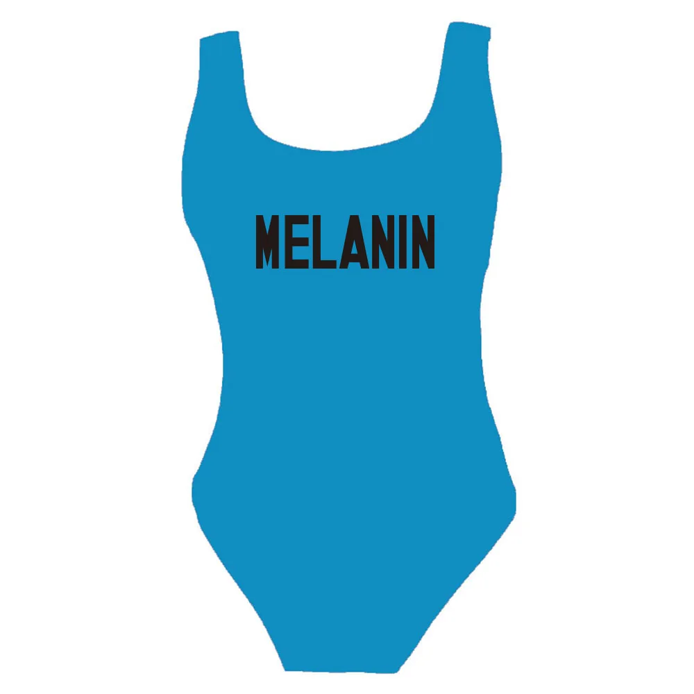 Fashion Melanin Swimwear Women One Piece Swimsuit Black Bikini Sexy